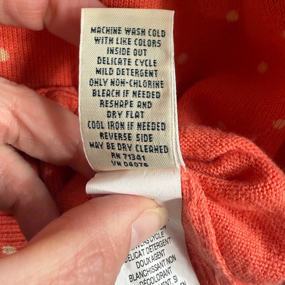 L.L. Bean Women's Orange Polka Dot Cardigan - Picture 5 of 6